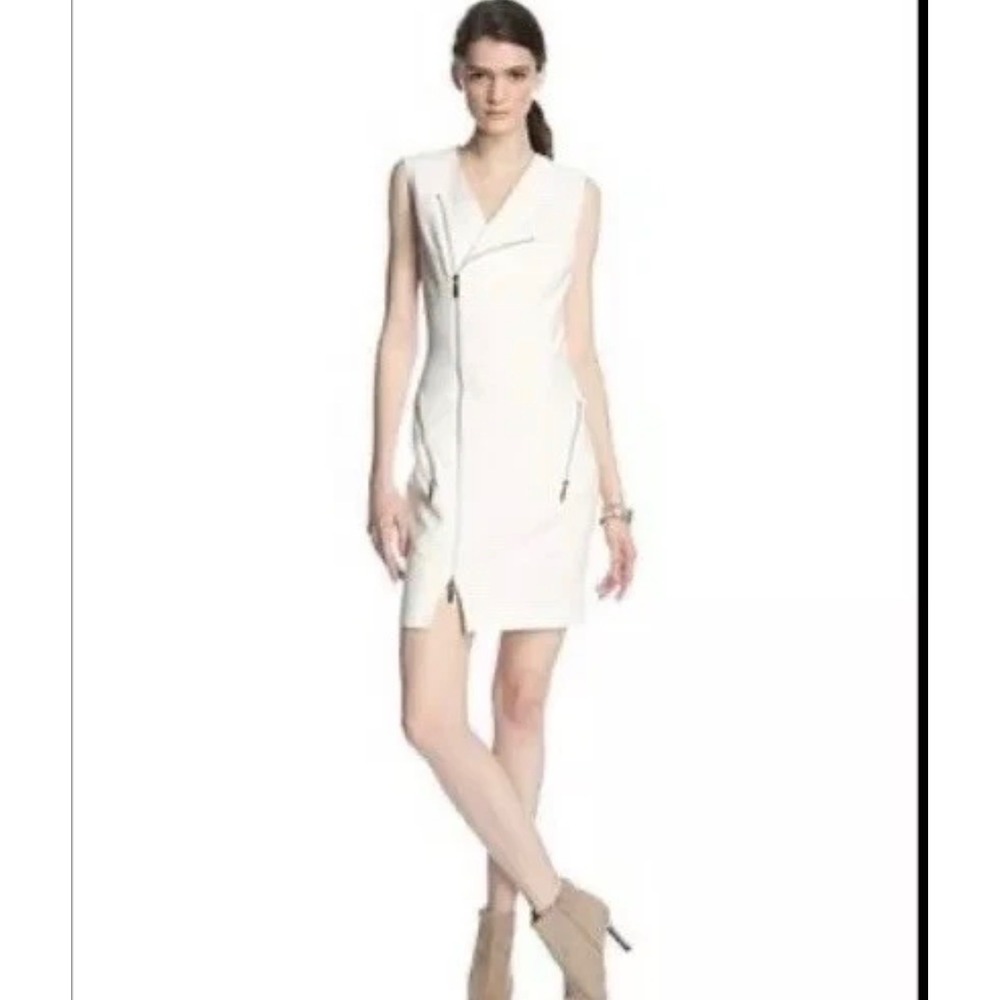 NWT Elizabeth and James Mia Rory Dress Women 2 Ivory Moto Zip Sheath Cocktail